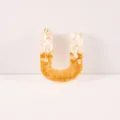 Resin Letter U Keychain Pendant Gold Flakes White Stone DIY Bag Charm Accessory 1pcs - Letter U