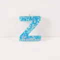 Blue holographic resin letter Z pendant charm for DIY jewelry keychain making and bag accessories. - Letter Z