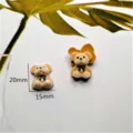 Cute flocked resin bear cabochons DIY jewelry making charms craft supplies 15x20mm pack - Brown Bear 2