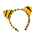 Cute plush tiger ear headband for parties, soft cartoon hair accessories for women and girls daily wear. - 9# Yellow Tiger Stripe Long Ears Style