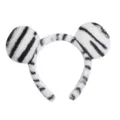 Plush animal ear headband with black and white stripes, cute party hair accessory. - 11# White Round Tiger Ears Classic