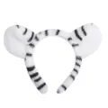 White plush tiger ear headband detail, cute fuzzy animal hair hoop for party and cosplay. - 12# White Tiger Ears Variant
