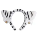 Plush white tiger ear headband with cute bows and bells, perfect for cosplay and party wear. - 13# White Tiger Ears Bell Bow