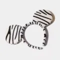 Cute plush animal ear headband with black and white stripes for party and cosplay events. - 17# Round White Tiger Ears Style