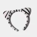Cute plush tiger ears headband with black and white stripes, perfect for parties and events. - 18# White Tiger Stripe Long Ears Style