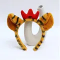 Plush tiger ear headband with red crown, cute animal hair hoop for party and festival dress up. - 33# Tiger Ears with Crown