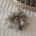 Korean style solid color mesh hair scrunchie, elegant translucent organza hair tie for women. - Bean Green
