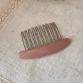 Acetate hair comb with metal teeth, elegant pink chic side hair pin for daily styling. - Pink