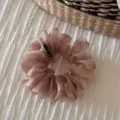 Korean style sheer organza hair scrunchie elegant nude pink elastic hair band for women - Coffee and Apricot