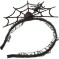 Halloween black spider web headband lace ruffles cute funny hair hoop party costume accessory - Spider Web Lace Headband