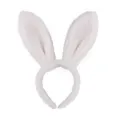 White plush bunny ears headband, cute fluffy hair hoop for party holiday costume dress up - Pure White