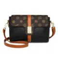 Classic retro women crossbody bag vintage monogram soft leather shoulder bag for daily use - Black and Brown