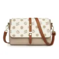 Women's retro soft leather casual crossbody bag stylish shoulder bag with brown strap - Off White