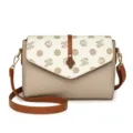 Stylish women crossbody bag with elegant flap design, soft leather shoulder bag for daily use. - Off White