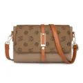 Women vintage soft leather shoulder bag casual crossbody handbag with chic flap lock design. - Khaki