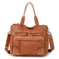 Vintage brown women shoulder bag large capacity tote bag crossbody bag daily use - Brown