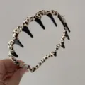 Cerchietto per capelli con stampa leopardata e multi-denti, accessorio elegante per acconciature. - Leopardo Chiaro alla Moda - Cerchietto