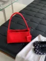 Red woven leather shoulder bag, stylish intrecciato hobo bag for women commute daily use. - Red