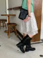 Minimalist black leather crossbody phone bag for women, stylish daily mini shoulder bag. - Black