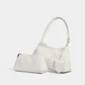 Chic white woven shoulder bag for women, stylish underarm handbag and pouch set new. - With Small Pouch Charm / White