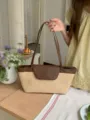 Borsa a spalla vintage in paglia borsa tote intrecciata casual estiva da donna mare - Caffè
