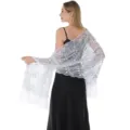 Eleganter weißer Pailletten-Fransen-Schal, ideal für Abendpartys, Hochzeiten und Events. - Weiß