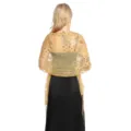 Goldene Pailletten transparente Abendstola, vintage Pfau bestickter Brautparty Umhang Damen. - Gold