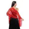 Rote Pailletten Spitzenstola mit Sternen Mond Stickerei fuer Abendkleid Party und schoene Hochzeit. - Rot