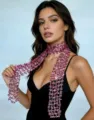 Chic sequin scarf for women, trendy glitter neck accessory and stylish party fashion wear. - Rose Red