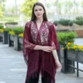 Damen spitze kimono strickjacke boho strand tuch offene vorderseite sommer sonnenschutz oberteil - Dunkelrot