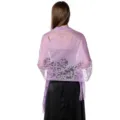 Detail view of the elegant hollow lace evening shawl scarf in light purple color. - Light Purple