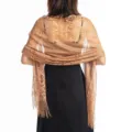 Elegant brown hollow lace shawl for women, perfect bridal bridesmaid evening dress accessory. - Camel