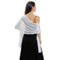 Elegantes weißes Spitzentuch mit Stern und Mond Stickerei für Abendparty Kleid und Hochzeit. - Weiß