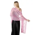 Elegante roze pailletten ster maan geborduurde kant sjaal voor avondfeest bruidsjurk wrap - Roze