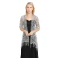 Zilveren pailletten geborduurde mesh sjaal wrap voor dames elegante avondfeestkleding. - Wit