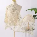 Luxe Tule sjaal met ster en maan pailletten borduurwerk voor bruid feest jurk - Beige