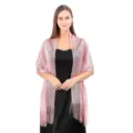 Sparkling metallic shimmer shawl wrap for evening party wedding bridal dress pink fringe scarf - Light Pink