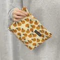 Floral cosmetic bag portable zipper pouch cute makeup storage bag for travel daily use - Beige Floral