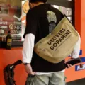 Canvas cycling messenger bag for men and women, large capacity retro crossbody bag. - Letter Cycling Style / Khaki