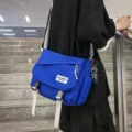 Casual canvas messenger bag for daily commute, royal blue crossbody shoulder style. - Single Bag Without Pendant / Blue