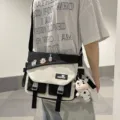 Borsa a tracolla in tela colorblock in stile giapponese, grande capacità per uso giornaliero. - Borsa Singola / Nero Aggiornato Rinforzato Impermeabile Resistente all'Usura