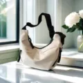 Women nylon crescent crossbody bag casual large capacity shoulder dumpling handbag daily use - Off White