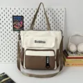 Fashion large capacity canvas shoulder bag casual versatile crossbody tote bag for daily use - Brown