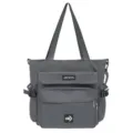 Large capacity gray canvas tote bag casual versatile shoulder bag for daily student commuting - Dark Gray