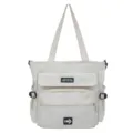 Large capacity beige tote bag casual student shoulder bag multi pocket commuter handbag - Off White