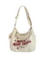 Canvas crossbody shoulder bag for women, cute large capacity casual tote bag for daily use. - Thickened Off-White