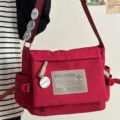 Red canvas messenger bag, casual large capacity crossbody shoulder bag for daily use. - Upgraded Red