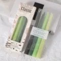 Verloop dinerkaarsen 25cm set van vier voor romantische huwelijkskaarslichtdiner feestdecor. - Gradiënt Groen (Kleurdoos) / 4 Stuks/Verpakking