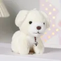 Ciondolo in peluche a forma di cane con campanello, morbido accessorio per borse e zaini. - senza ciondolo / Bianco / 12cm
