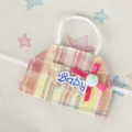 Accessorio grembiulino a quadretti per bambola di cotone 10cm, vestito carino con fiocco. - Grembiule a Quadri Fiocco
